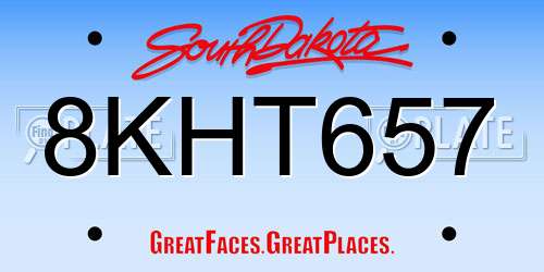 8KHT657 South Dakota License Plate