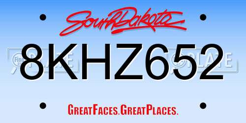 8KHZ652 South Dakota License Plate