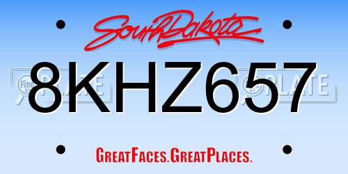 8KHZ657 South Dakota License Plate