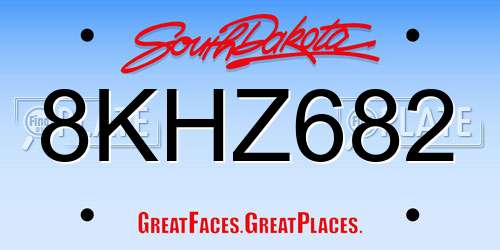 8KHZ682 South Dakota License Plate