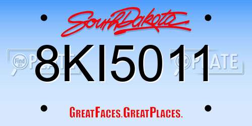 8KI5011 South Dakota License Plate
