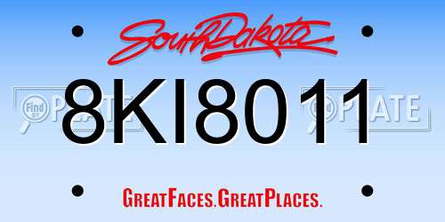 8KI8011 South Dakota License Plate