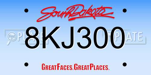 8KJ300 South Dakota License Plate