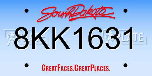 8KK1631 South Dakota License Plate