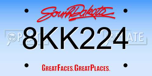 8KK224 South Dakota License Plate