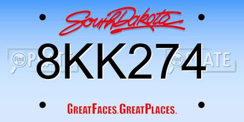 8KK274 South Dakota License Plate