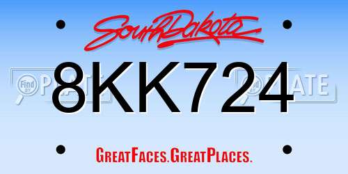 8KK724 South Dakota License Plate