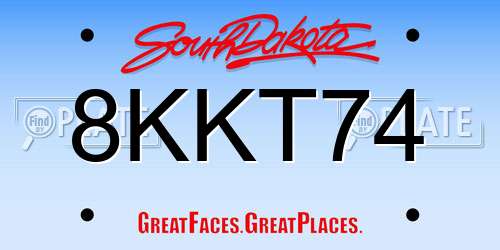 8KKT74 South Dakota License Plate