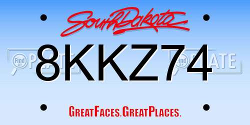 8KKZ74 South Dakota License Plate