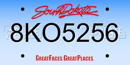 8KO5256 South Dakota License Plate