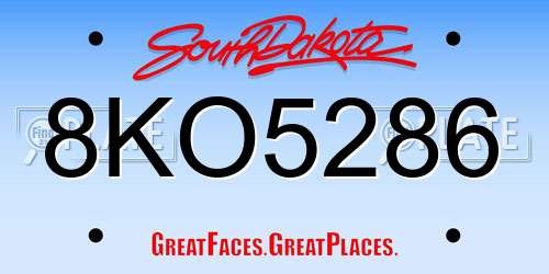 8KO5286 South Dakota License Plate