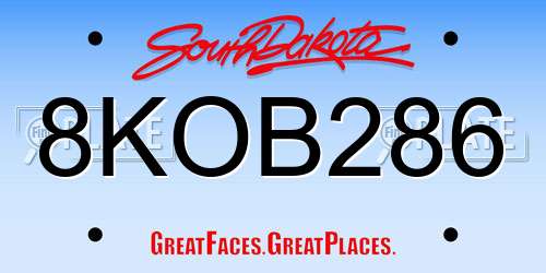 8KOB286 South Dakota License Plate