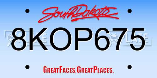 8KOP675 South Dakota License Plate