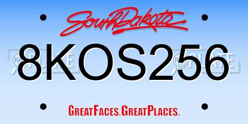 8KOS256 South Dakota License Plate