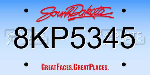8KP5345 South Dakota License Plate