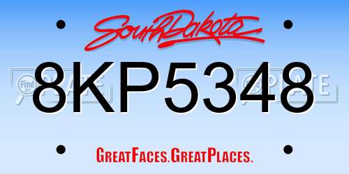 8KP5348 South Dakota License Plate