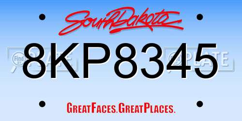 8KP8345 South Dakota License Plate