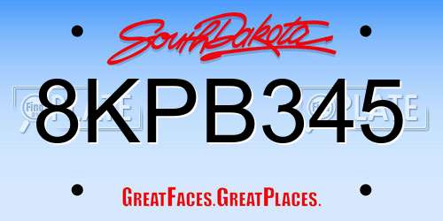 8KPB345 South Dakota License Plate