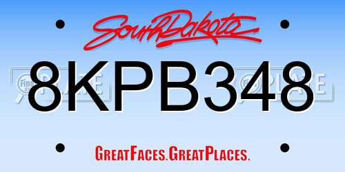 8KPB348 South Dakota License Plate