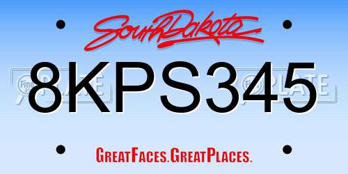 8KPS345 South Dakota License Plate