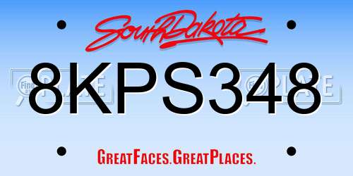 8KPS348 South Dakota License Plate