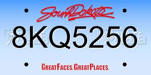 8KQ5256 South Dakota License Plate