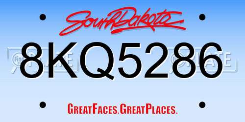 8KQ5286 South Dakota License Plate