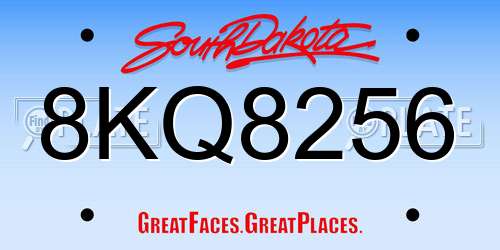 8KQ8256 South Dakota License Plate