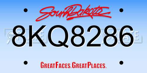 8KQ8286 South Dakota License Plate