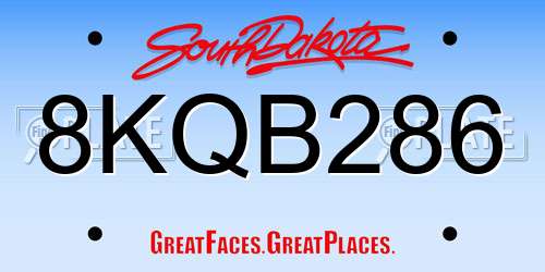 8KQB286 South Dakota License Plate