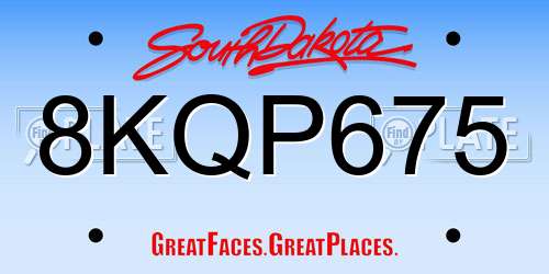 8KQP675 South Dakota License Plate
