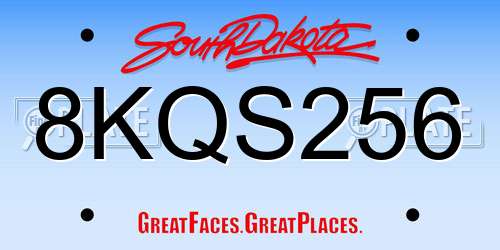 8KQS256 South Dakota License Plate
