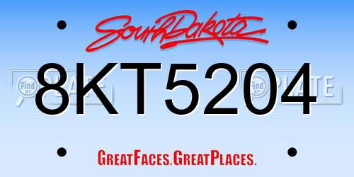 8KT5204 South Dakota License Plate