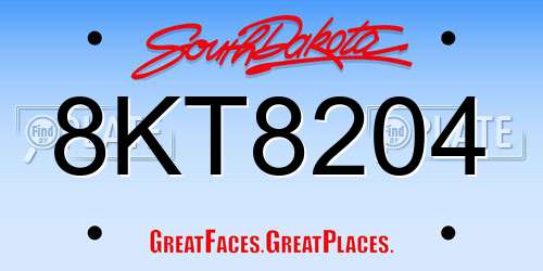 8KT8204 South Dakota License Plate