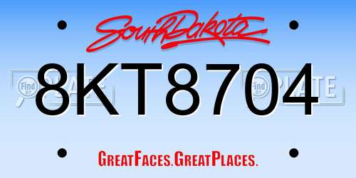 8KT8704 South Dakota License Plate