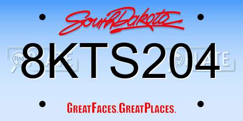 8KTS204 South Dakota License Plate
