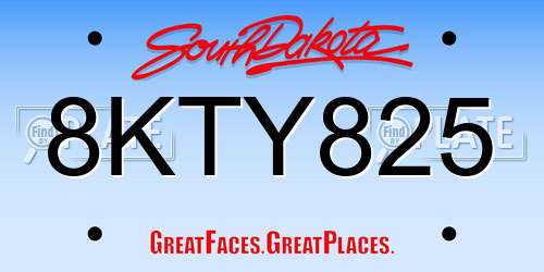 8KTY825 South Dakota License Plate