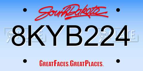 8KYB224 South Dakota License Plate