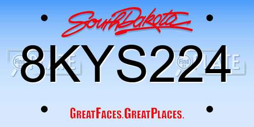 8KYS224 South Dakota License Plate