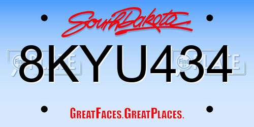 8KYU434 South Dakota License Plate