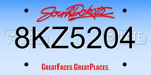 8KZ5204 South Dakota License Plate