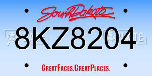 8KZ8204 South Dakota License Plate