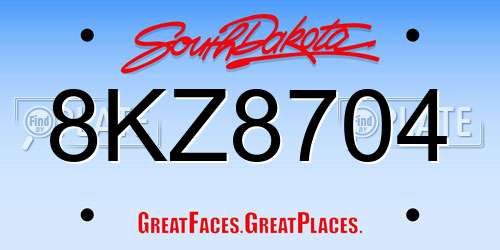 8KZ8704 South Dakota License Plate