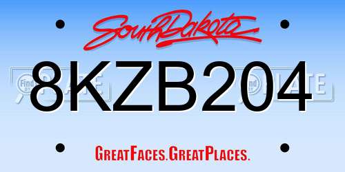 8KZB204 South Dakota License Plate