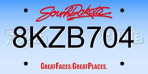 8KZB704 South Dakota License Plate