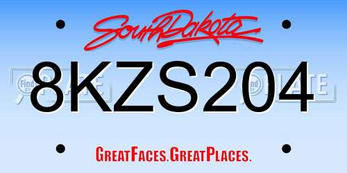 8KZS204 South Dakota License Plate
