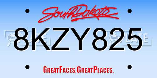 8KZY825 South Dakota License Plate