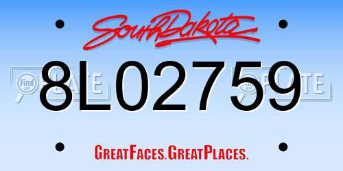 8L02759 South Dakota License Plate