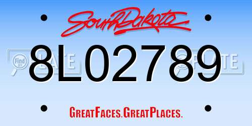 8L02789 South Dakota License Plate