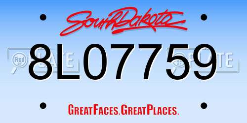8L07759 South Dakota License Plate